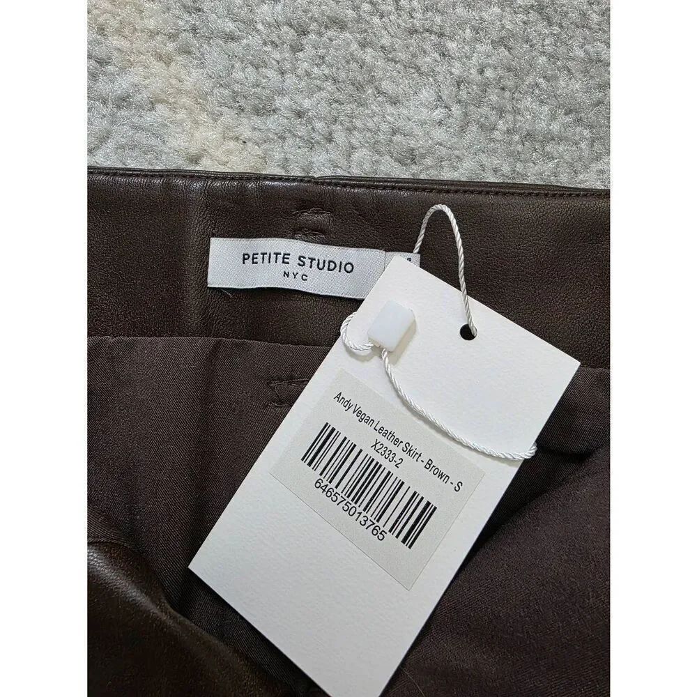 Petite Studio Andy Vegan Leather Skirt, Brown S Nwt — image 7 of 7